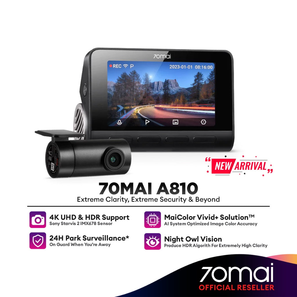70mai A810 4K dash cam product view