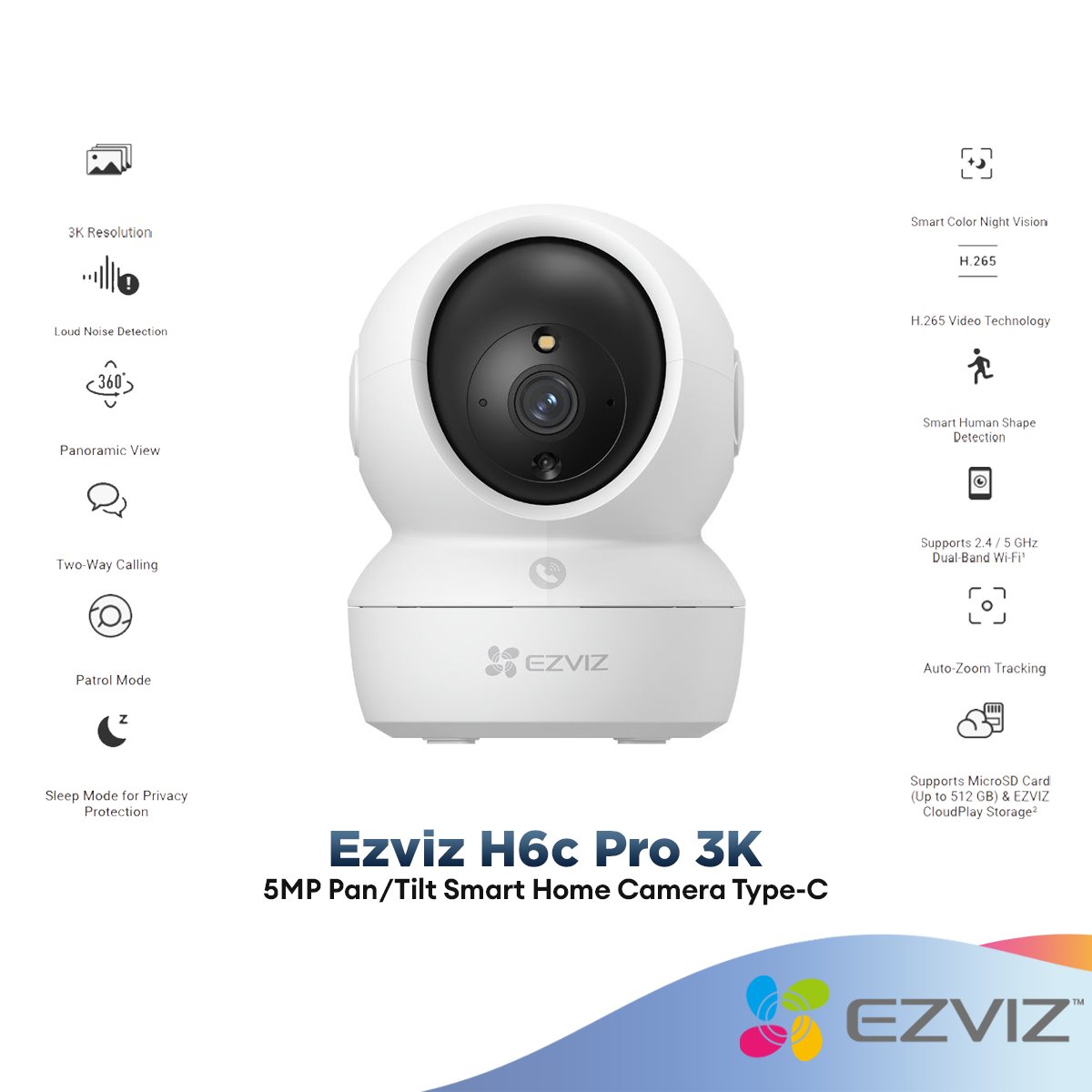EZVIZ H6c Pro 3K indoor pan and tilt camera