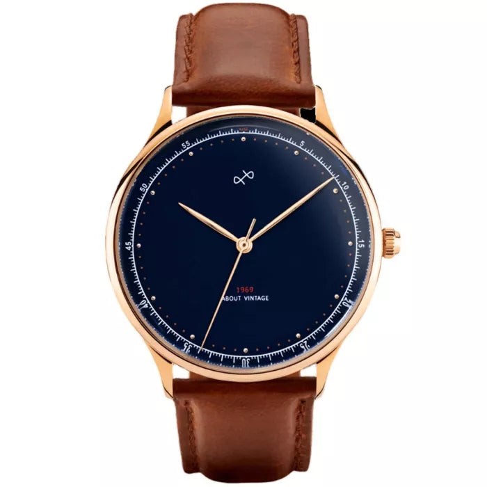 About Vintage 1969 Gold Midnight Blue 39mm front