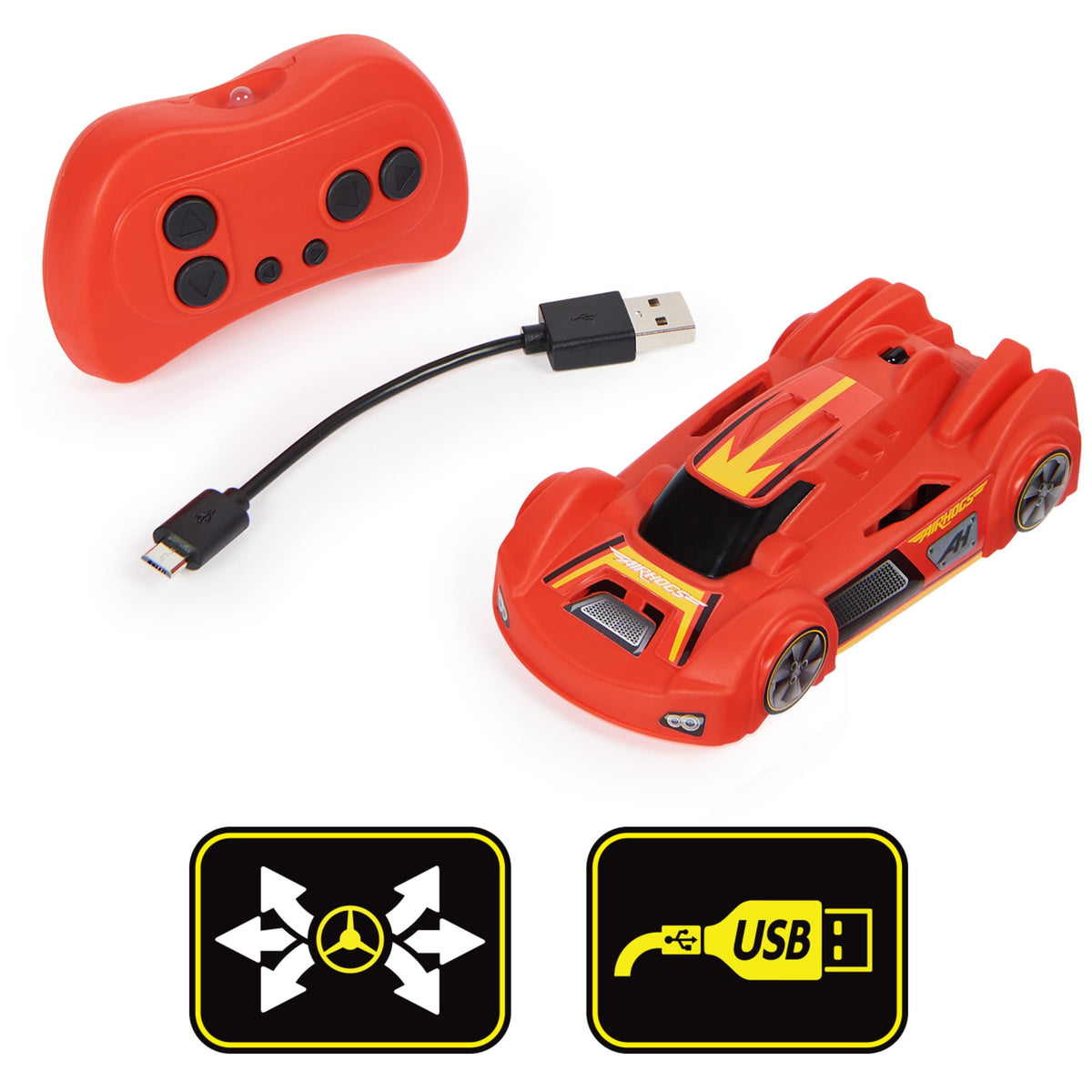 Air Hogs Zero Gravity Sprint RC car with remote control and USB charging cable