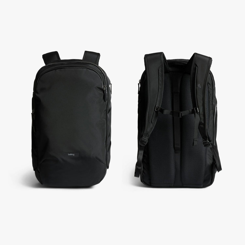Bellroy Transit Workpack Pro 28L black front and back views