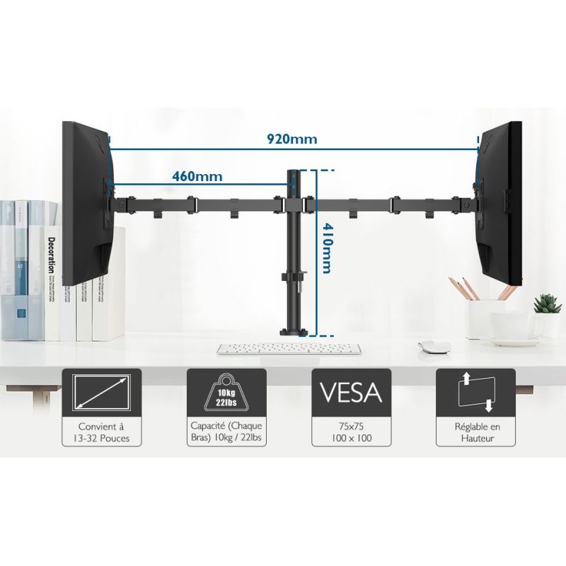 BONTEC MDM002L dual monitor mount dimensions