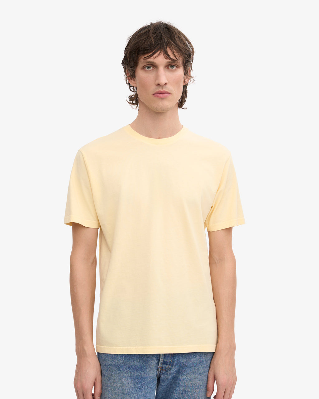 Colorful Standard Classic Organic Tee Soft Yellow worn by model