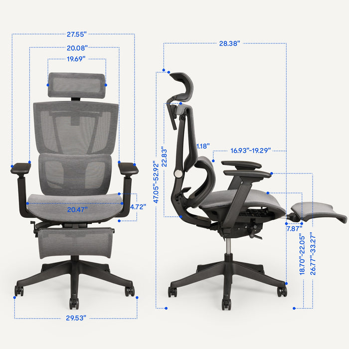 FlexiSpot C7 ergonomic office chair dimensions