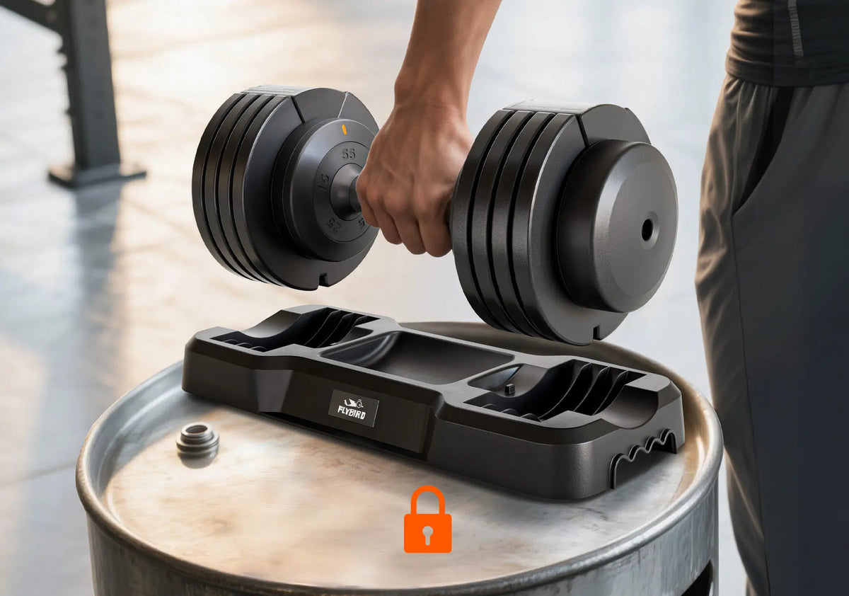 FLYBIRD 55 lb adjustable dumbbells lifestyle view