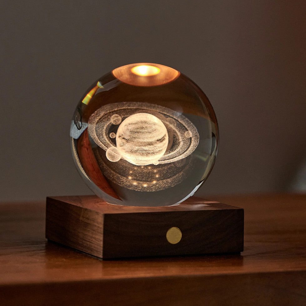 Gingko Amber Crystal Galaxy illuminated detail
