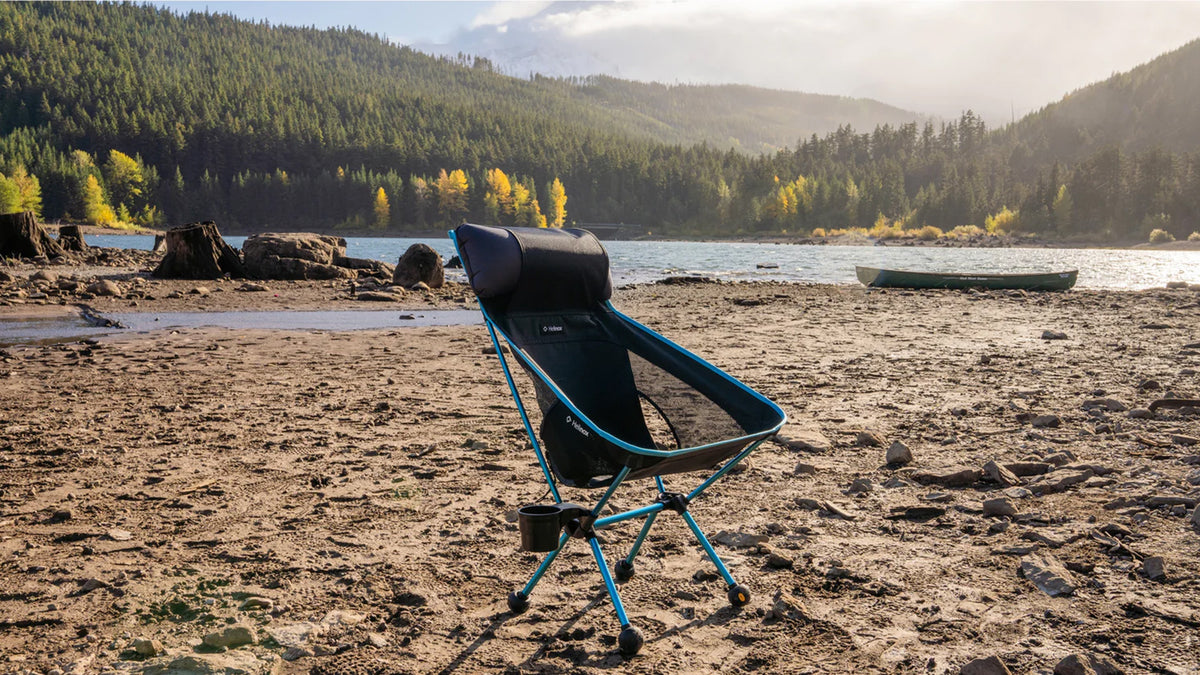 Helinox Chair One re at a lakeside campsite