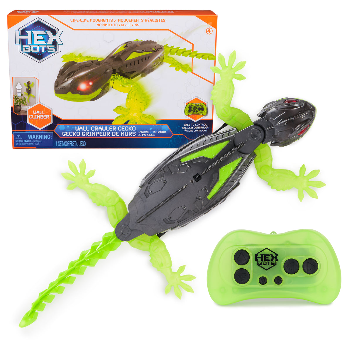 HEX BOTS Wall Crawler Gecko with remote and retail packaging