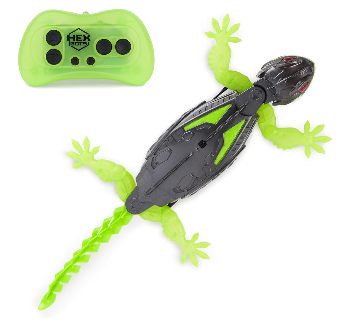 HEX BOTS Wall Crawler Gecko and remote on white background