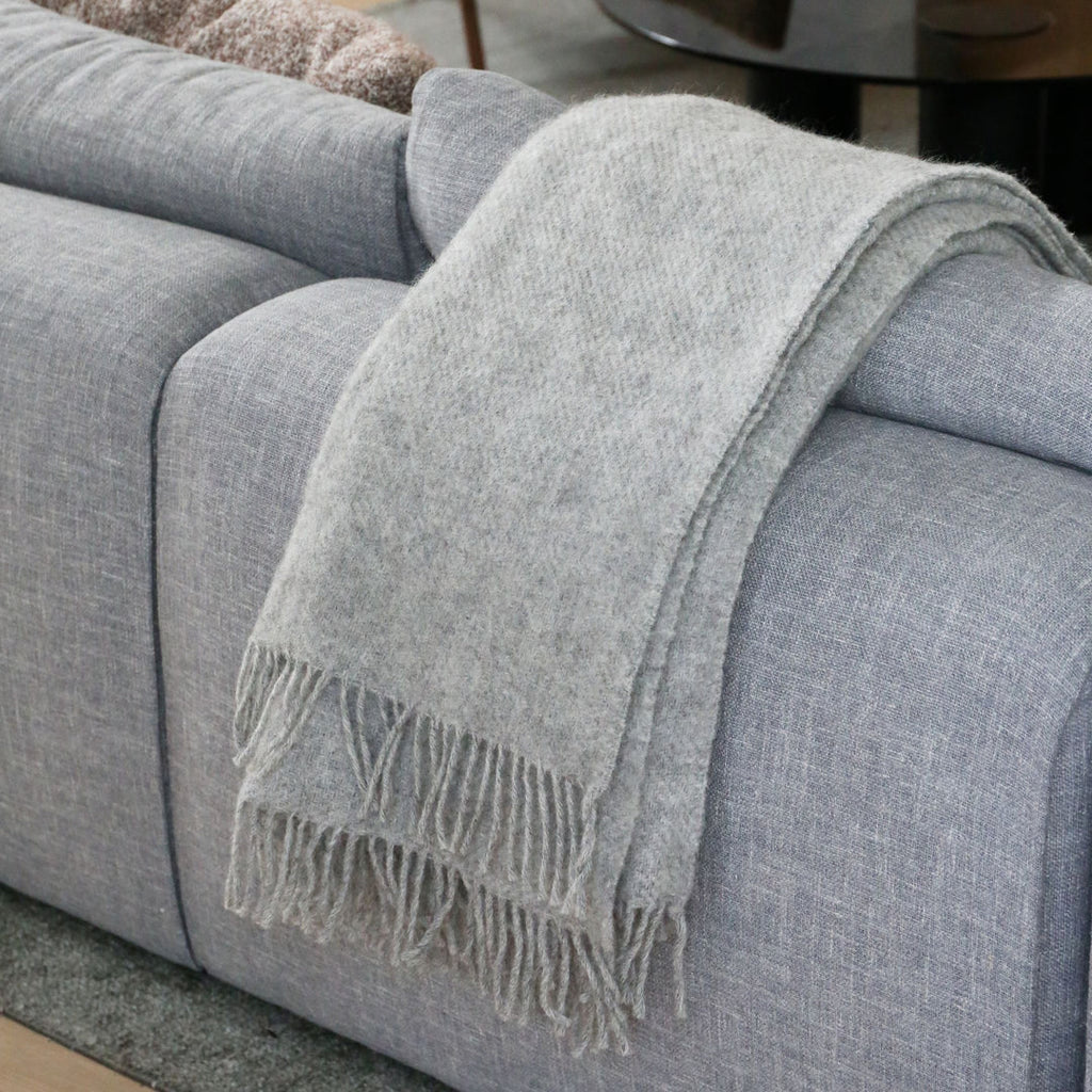 Klippan Gotland wool throw grey lifestyle
