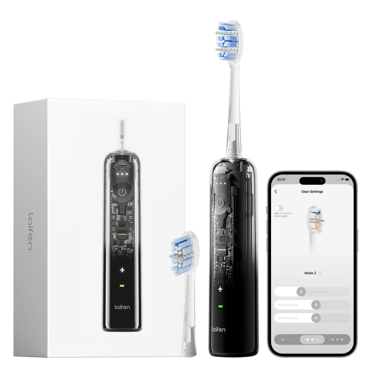 Laifen Wave Pro electric toothbrush with app and packaging