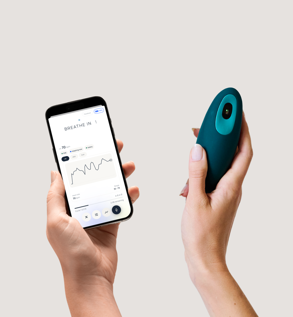 Moonbird handheld breathing coach with mobile app