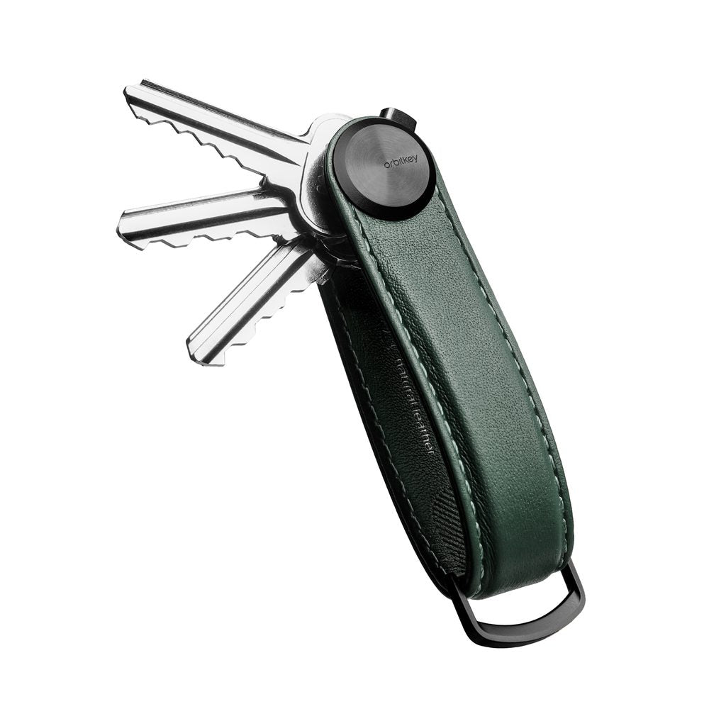 Orbitkey Key Organizer Pro Leather Evergreen with keys