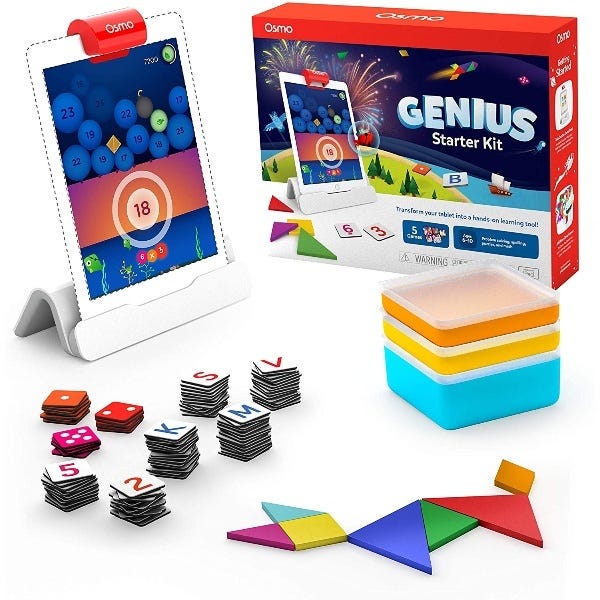 Osmo Genius Starter Kit components and learning pieces