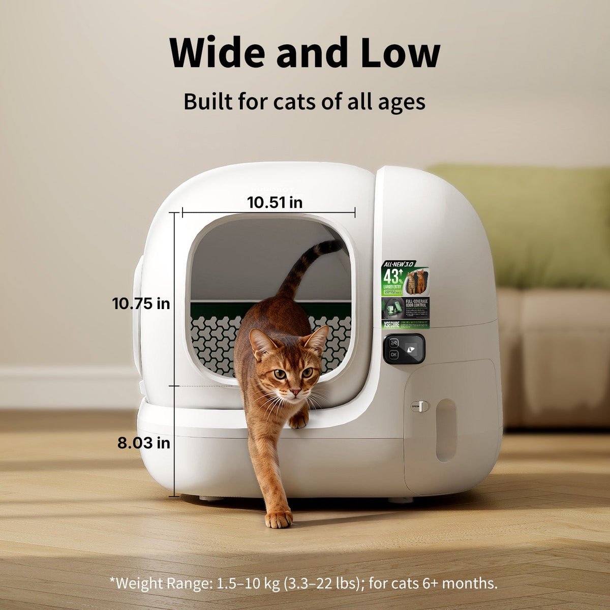 PETKIT Purobot Max 3 wide low entry with cat