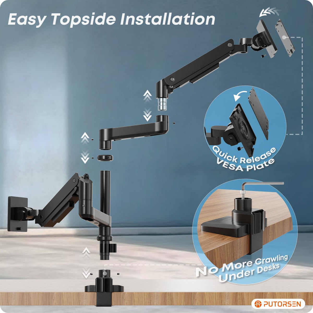 PUTORSEN 17-49 inch dual monitor arm installation