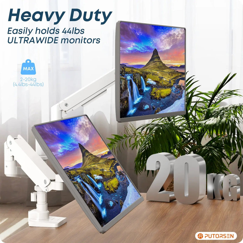 PUTORSEN 17-49 inch heavy duty dual monitor arm