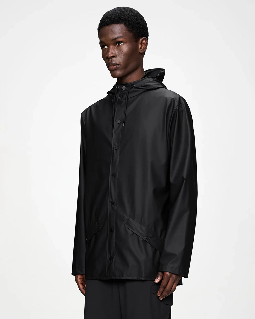 Rains Jacket Black waterproof rain jacket front view
