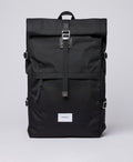 Sandqvist Bernt black rolltop backpack front view