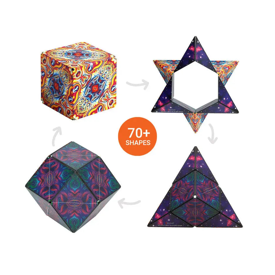 Shashibo magnetic puzzle cube transformed into multiple geometric shapes