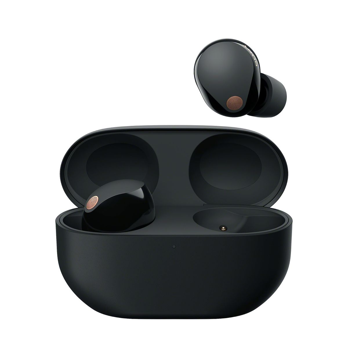 Sony WF-1000XM5 Black wireless earbuds and charging case