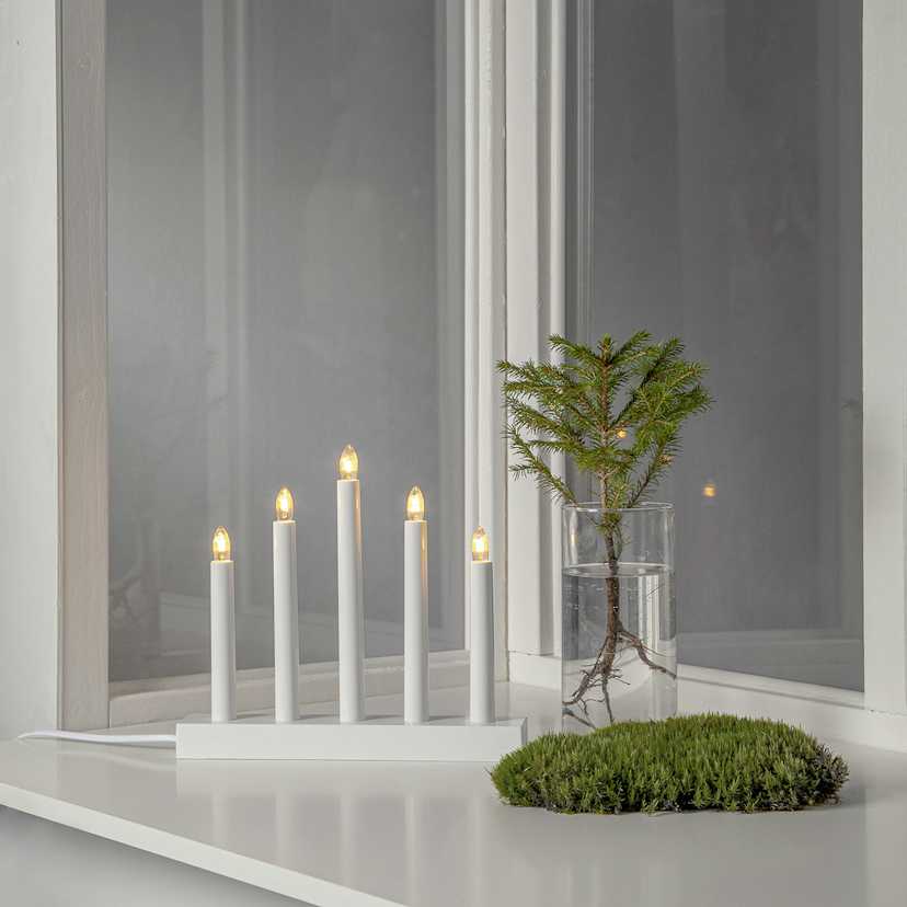 Star Trading Inez white Advent candlestick festive window display