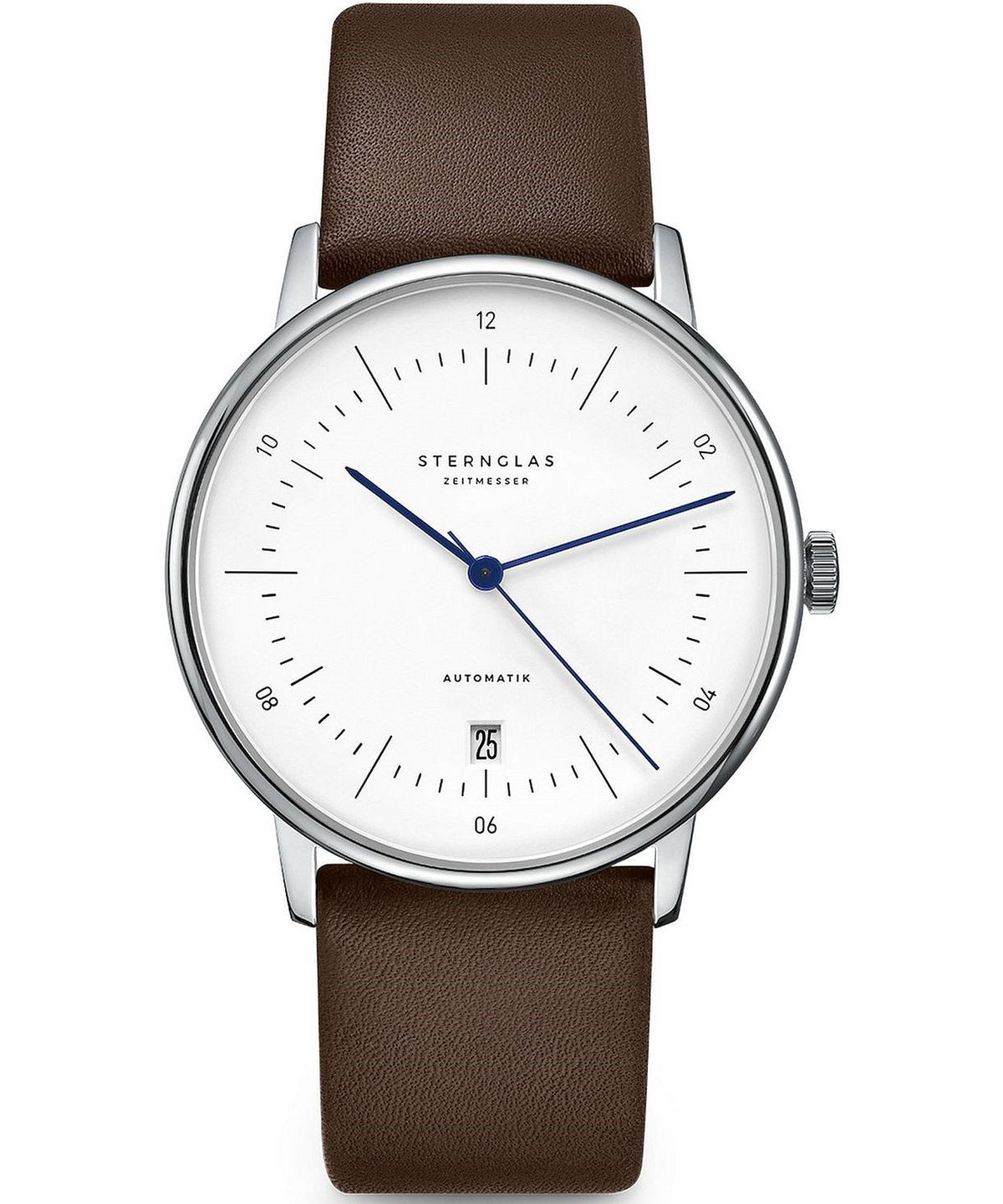 STERNGLAS Naos Automatic white dial brown leather front