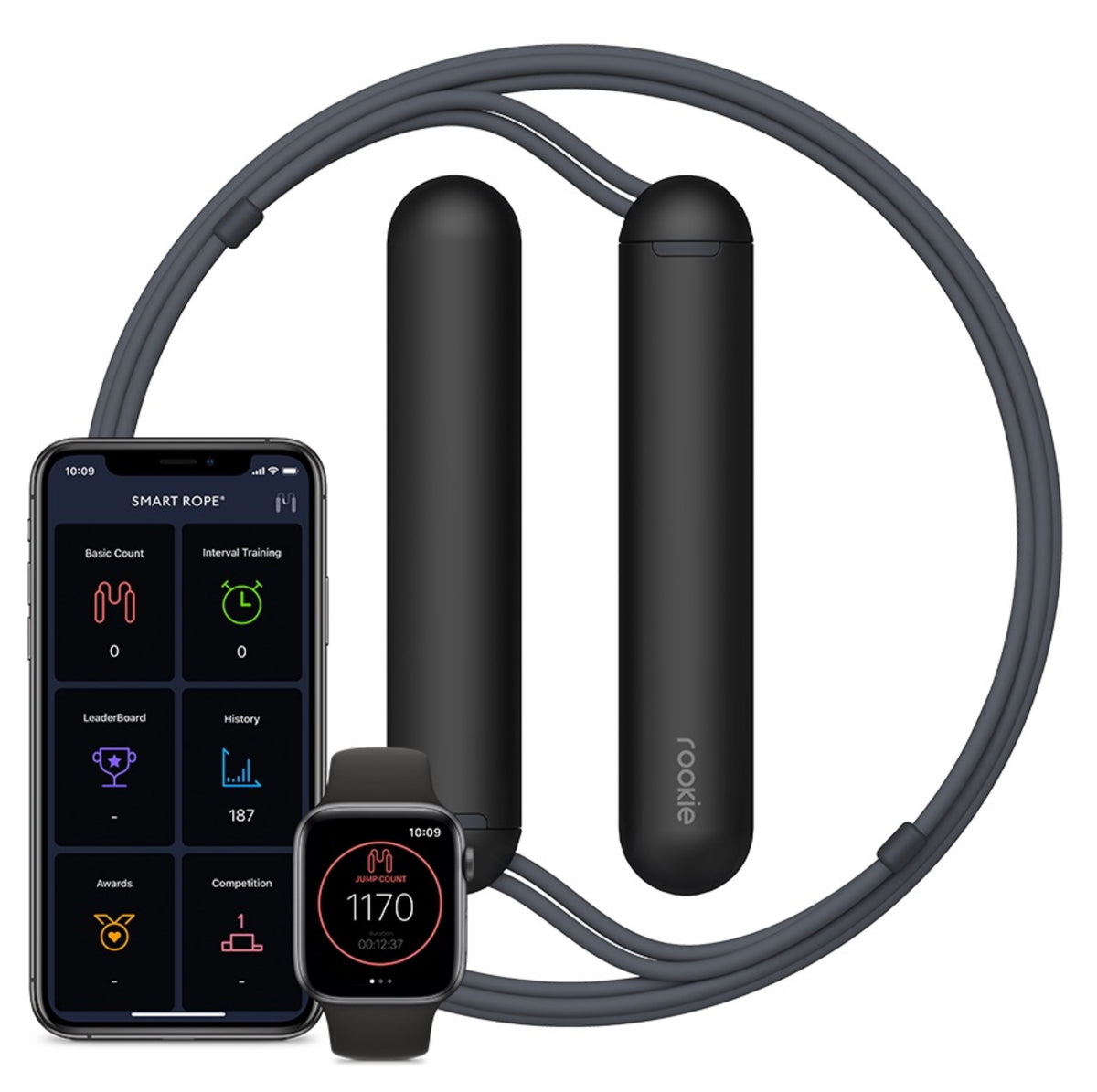 Tangram SmartRope Rookie black with mobile app and smartwatch