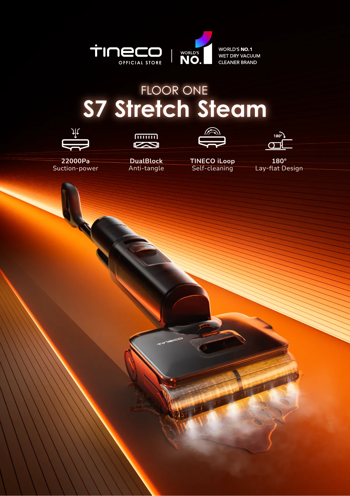 Tineco FLOOR ONE S7 Stretch Steam features