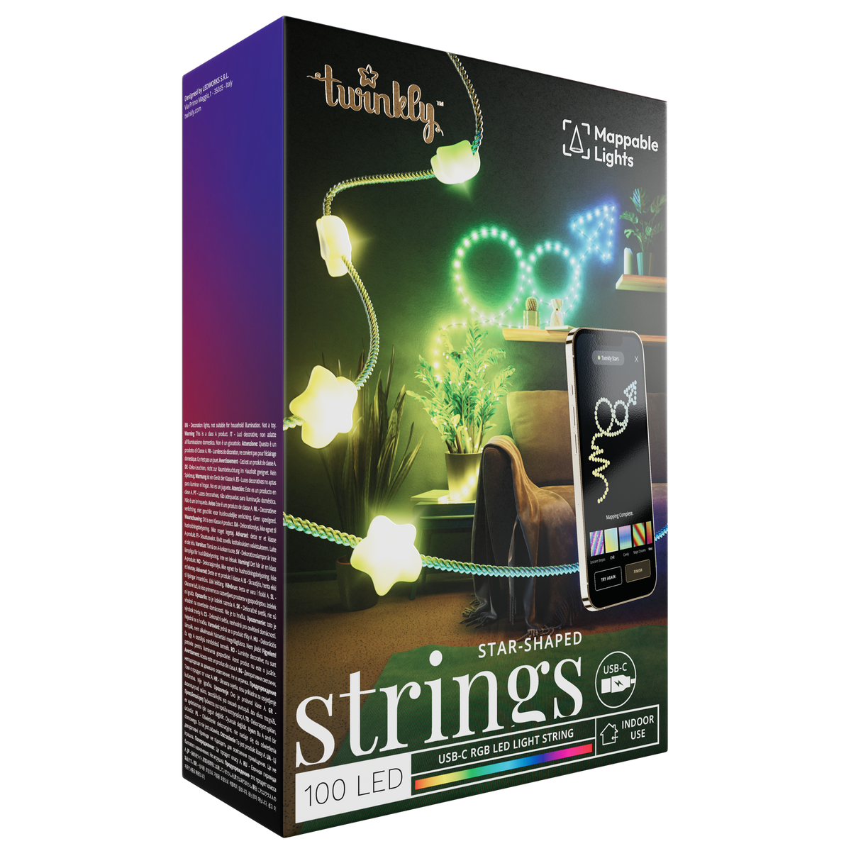 Twinkly Stars USB-C smart LED string lights packaging