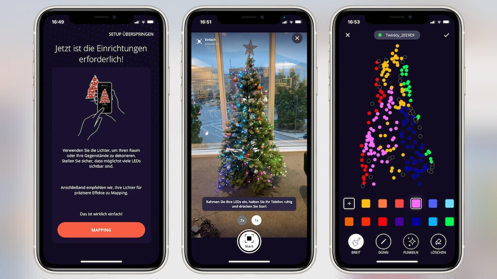 Twinkly app LED mapping setup for smart string lights