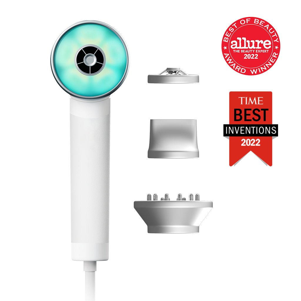 Zuvi Halo LightCare hair dryer with styling attachments